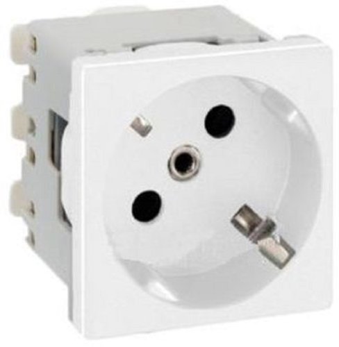 Розетка с заземлением модульная Simon Connect 1-м. 2 мод. белый картинка